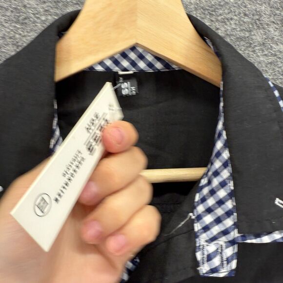 New Unbranded Shirt Men 2XL Black Button Up Collared Long Sleeve Regular Fit - Picture 5 of 8